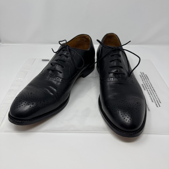 Beckett Simonon Black Leather Wingtip Oxford Dress Shoes Men Size 12 Small Batch - Picture 1 of 9